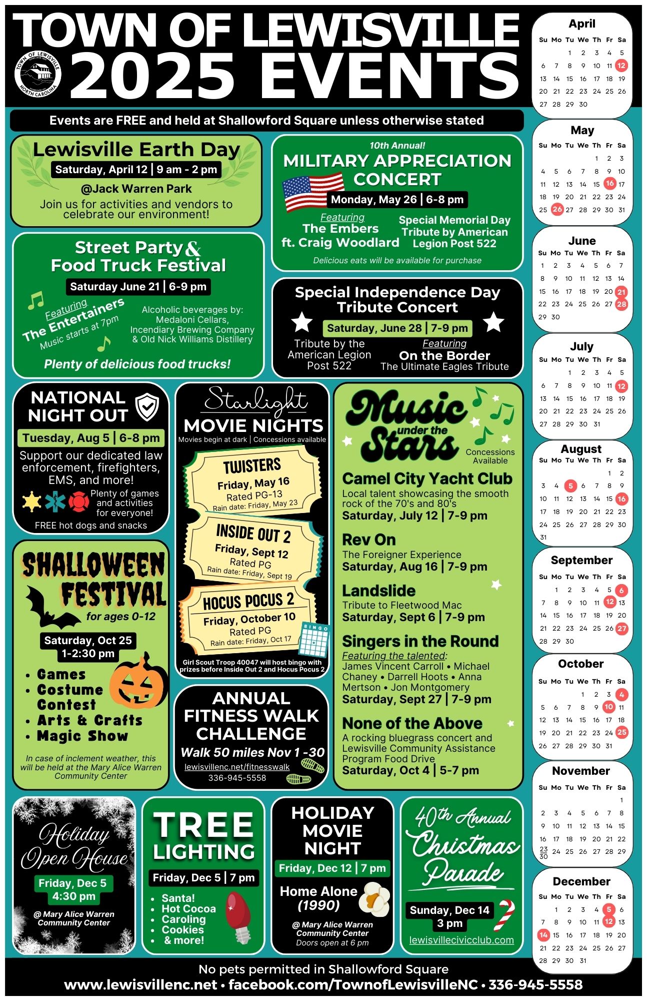 2025 Town of Lewisville Event Calendar Graphic