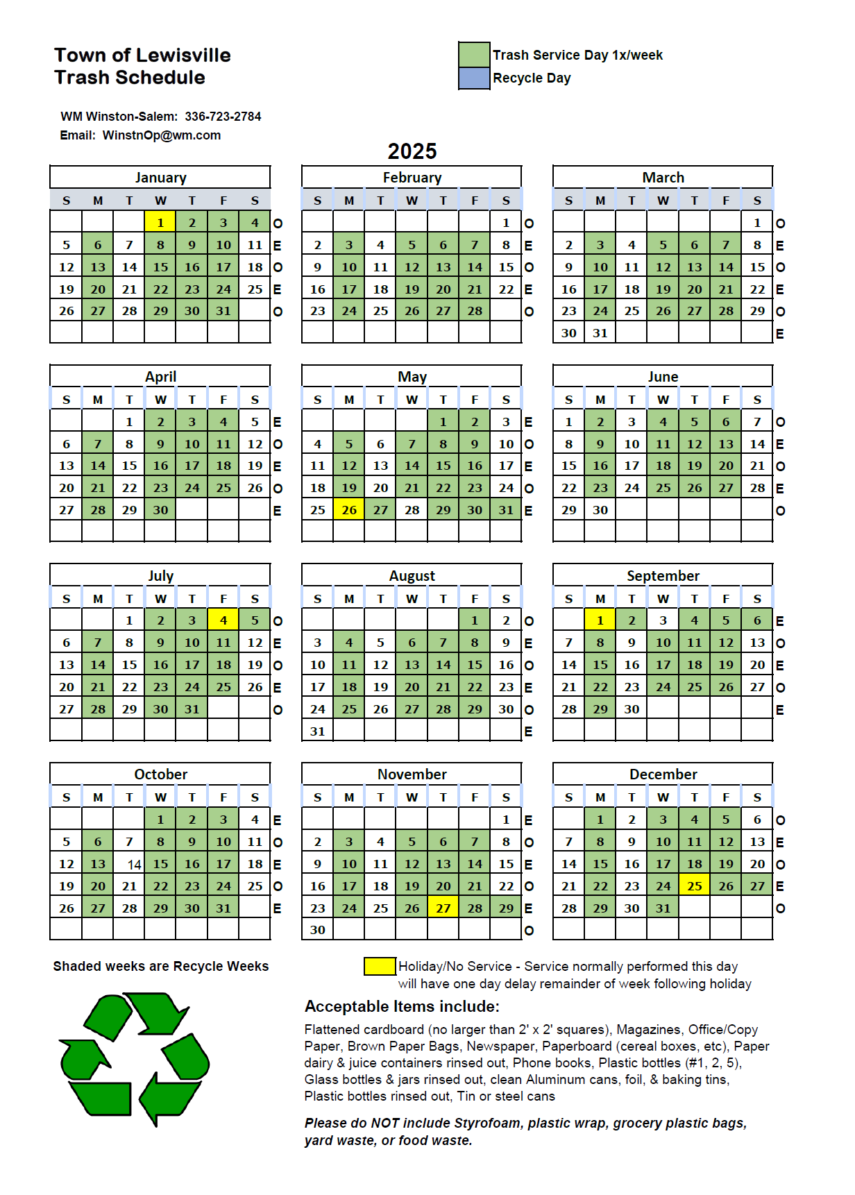 Waste Management Lewisville Trash Collection Schedule 2025